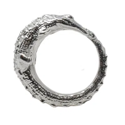 Nasi Silver Women's Chunky Kroko Delios Crocodile Ring- Silver