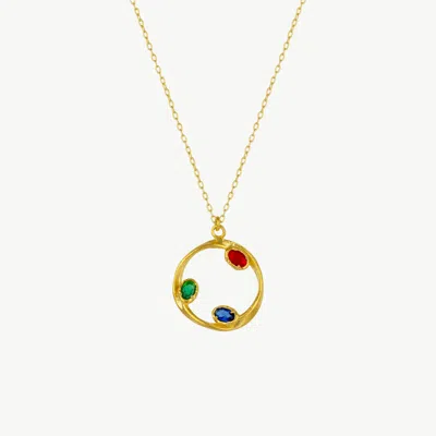 Mejoma Women's Tri-gem Harmony Gold Necklace