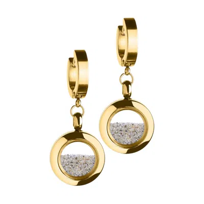 My Little Nature Women's Gold / Neutrals Gold Plated Dangle Earrings With Natural Sand - Handmade Designer Jeelery - 
