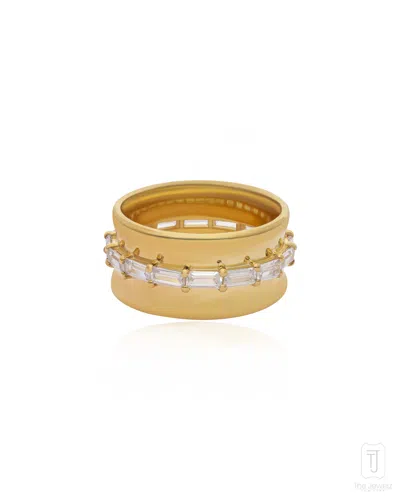 The Jewelz Silver / Neutrals / Yellow Flesh & Gold Band Ring In Silver For Women