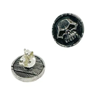Tg-jewellery By Tamara Gervasio Women's Black / Silver Medaglie Skull Stud Silver Earrings