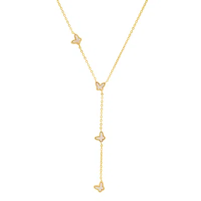 Kylie Harper Women's Gold Mother Of Pearl Floating Butterfly Y Necklace