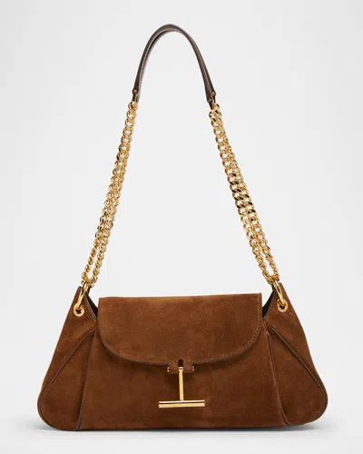Tom Ford Tara Chain Shoulder Bag In Suede