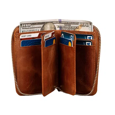 Leathere Women's Premium Leather Zipper Wallet - Warm Brown - Anniston