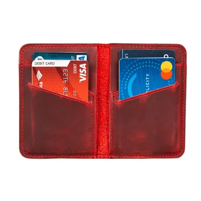 Leathere Women's Classic Leather Cardholder Wallet - Red - Berkeley