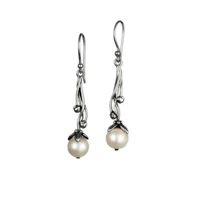 Isla Silver Women's Handmade Pearl Silver Drop Earrings