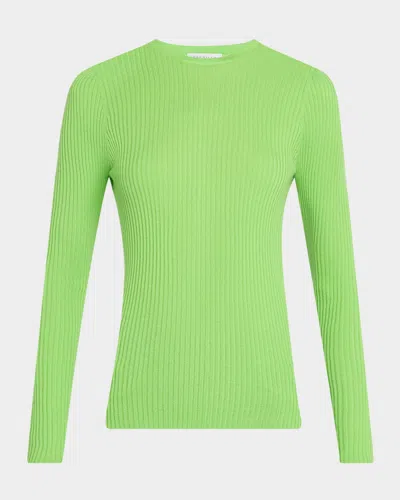 Gabriela Hearst Browning Long-sleeve Cashmere-silk Top In Green