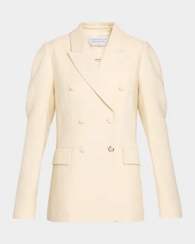 Gabriela Hearst Sedna Puff-sleeve Double-breasted Silk Blazer In Pink