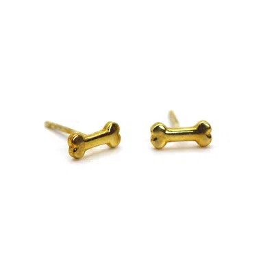 Vicstonenyc Fine Jewelry Women's Dog Bone Yellow Solid Gold Stud Earrings