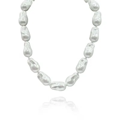 Michael Nash Jewelry Women's White / Neutrals Baroque Knotted Glass Pearl Necklace With Mother Of Pearl