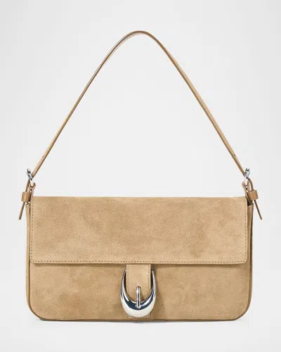 Staud Harlow Buckle Suede Shoulder Bag