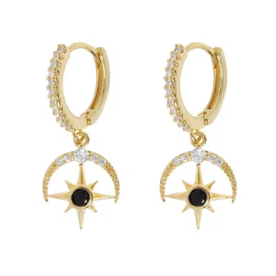 Timi Of Sweden Women's Gold Elvira - Moon & Star Crystal Hoop Earrings