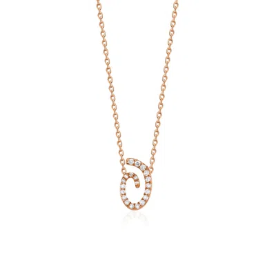 Melez Mini Atelier Women's Gold / Rose Gold Spiral Halo Necklace - Solid Rose Gold With Diamonds