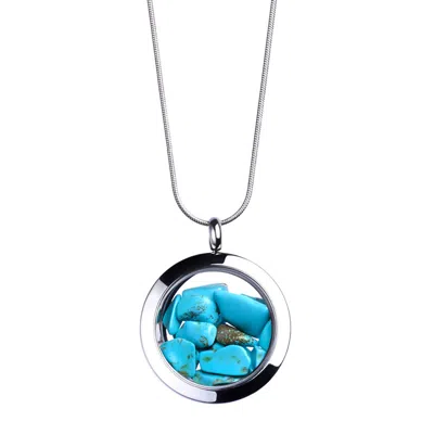 My Little Nature Women's Blue / Silver Crystal Necklace - Turquoise Pendant Necklace – Healing Stone For Calm & Prote