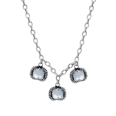 Unaloe Women's Fantasy Necklace Silver– Timeless Elegance With Three Blue Crystal