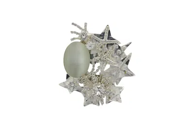 Vickisarge Women's White / Silver Luminescent Brooch