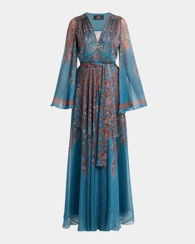 Etro Paisley-print Bell-sleeve Maxi Dress