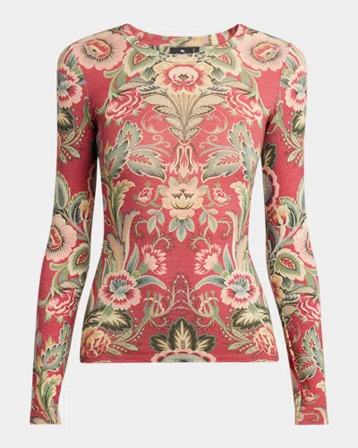 Etro Floral Jersey Long-sleeve T-shirt In Multi