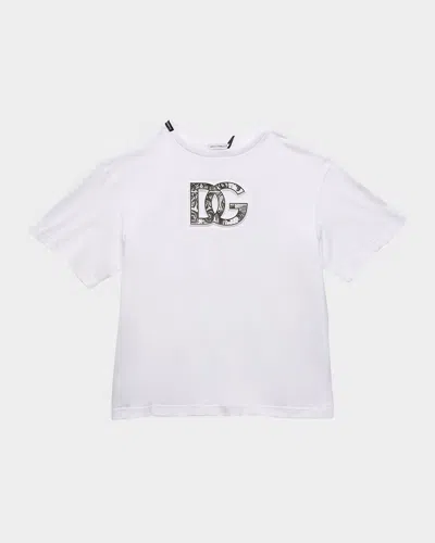Dolce & Gabbana Dg Embossed Film Ss Tee In White
