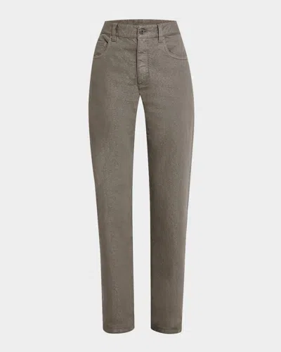 Brunello Cucinelli Dyed Lurex Straight Boyfriend Jeans In Gray