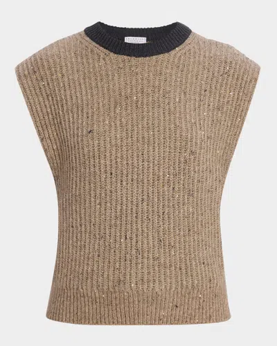 Brunello Cucinelli Sleeveless Sequined Wool-cashmere Sweater
