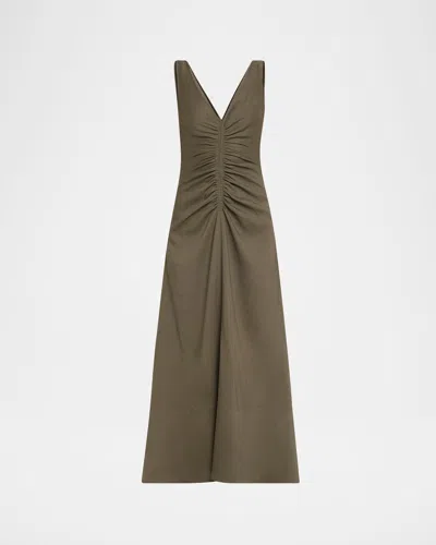 Proenza Schouler Remi Ruched Stretch Linen Blend Midi Dress