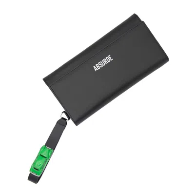 Absurde Women's Black / Green Parking Black Leather Bifold Wallet