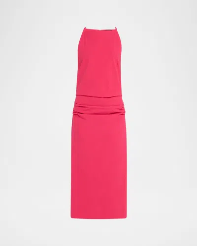 Proenza Schouler Priya Draped Bi-stretch Cotton Nylon Dress In Red