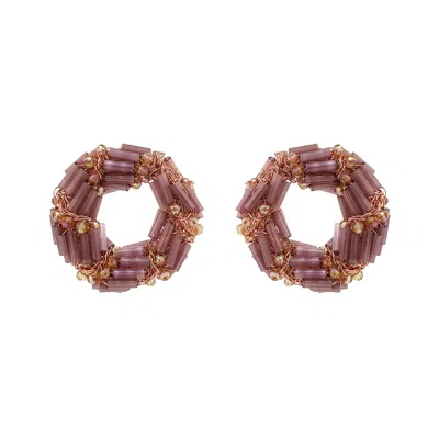 Lavish By Tricia Milaneze Women's Pink / Purple / Rose Gold Breeze Lavender Mix Helix Post Handmade Crochet Earrings