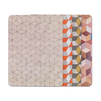 E. Inder Designs Neutrals / Yellow / Orange Large Placemats Set Of Four In Assorted Colours. Heat Proof Melamine To P