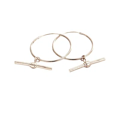 Posh Totty Designs Women's Sterling Silver T Bar Charm Hoop Earrings