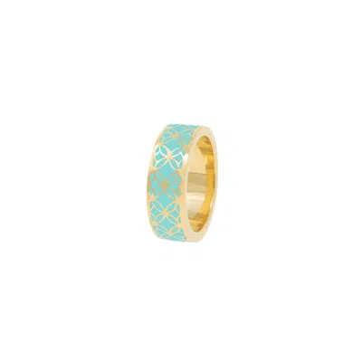Georgina Jewelry Women's Blue Signature Gold Thin Turquoise Resin Band Ring