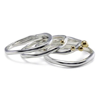 Isla Silver Women's Gold / Silver Organic Sterling Silver Stacking Rings