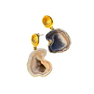 Sibylla Delphica Women's Neutrals Mocha Mousse Gold Drop Earrings - Mocha