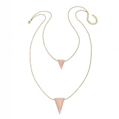 Heather Hawkins Jewelry Women's Pink / Purple Cosmic Girl Necklace - Pink Chalcedony - Goldfilled