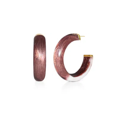 Gold & Honey Women's Gold / Brown Medium Illusion Hoops In Cocoa