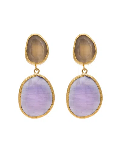 Kybele Studio Women's Gold / Pink / Purple Twilight Hues Cat Eye Earrings