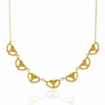 Unaloe Women's Necklace Sterling Silver With Seven Intertwined Hearts, Gold-plated