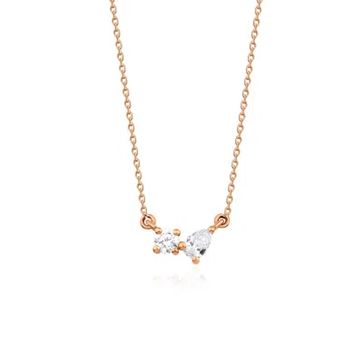 Melez Mini Atelier Women's Rose Gold / Gold / White Duo Diamond Necklace - Solid Rose Gold With Diamonds