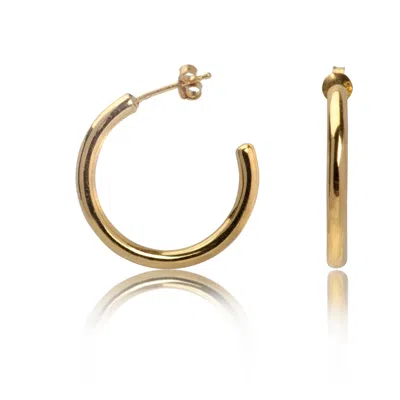 The Jewellery Store London Women's Plain Open Hoops Stud Earrings In Gold Vermeil