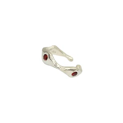 Amy Delson Jewelry Women's Red / Silver Chloe - Garnet Three Stone Silver Ear Cuff