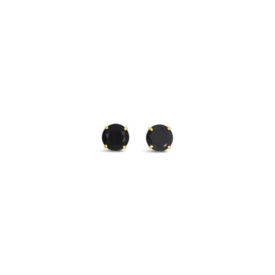 Lutiro Women's Round Eight Mm Black Studs - 10k Gold