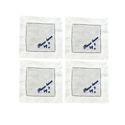 Lilly Loves White / Blue Please Leave By Nine Blue Cocktail Napkins