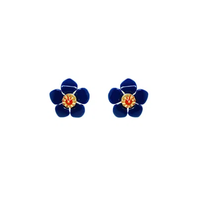 Gissa Bicalho Women's Handmade Acrylic Earring S Willd Flower Blue