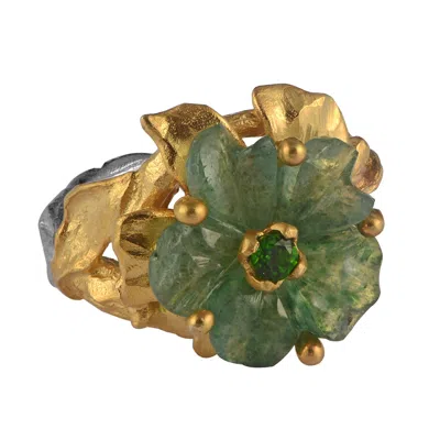 Emma Chapman Jewels Women's Green / Gold The Rosa Onyx Flower Ring