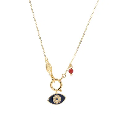 Atelier Petites Pierres Women's Gold / Rose Gold Navy - Blue Eye Pendant Necklace