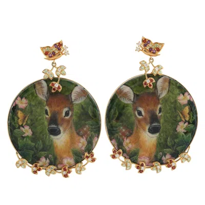 Artisan Women's Bakelite Pave Garnet & Peridot Multi Gemstone Enamel Dangle Earrings In Gold