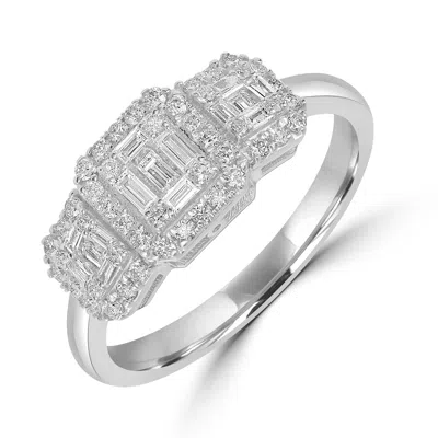 Artisan Women's Baguette Cut Natural Diamond Designer Band Ring In White Gold