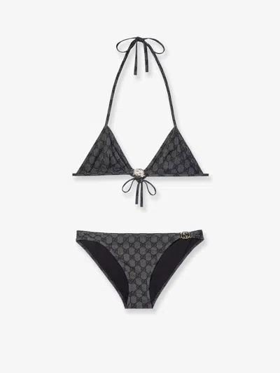 Gucci Women Gg Stretch Jersey Bikinis In Black