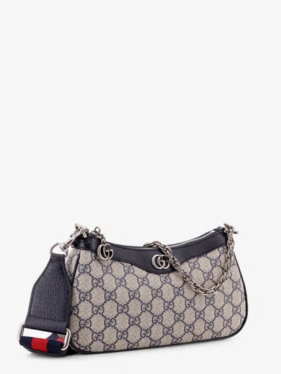 Gucci Women Ophidia Gg Supreme Fabric And Leather Shoulder Bag